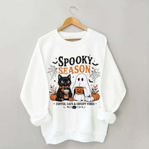 Spooky Season Coffee Cats & Creepy Vibes Sweatshirt