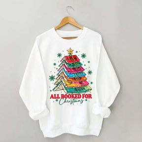 Cute All Booked For Christmas Tree Sweatshirt