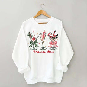 Christmas Please Martini Coquette Holiday Sweatshirt