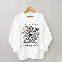 It Is Well With My Soul Floral Butterfly Sweatshirt