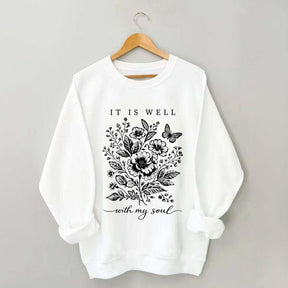 It Is Well With My Soul Floral Butterfly Sweatshirt