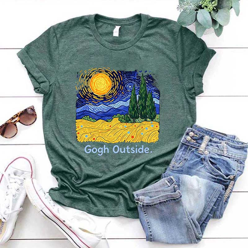 Gogh Outside Starry Night Nature Lover T-Shirt