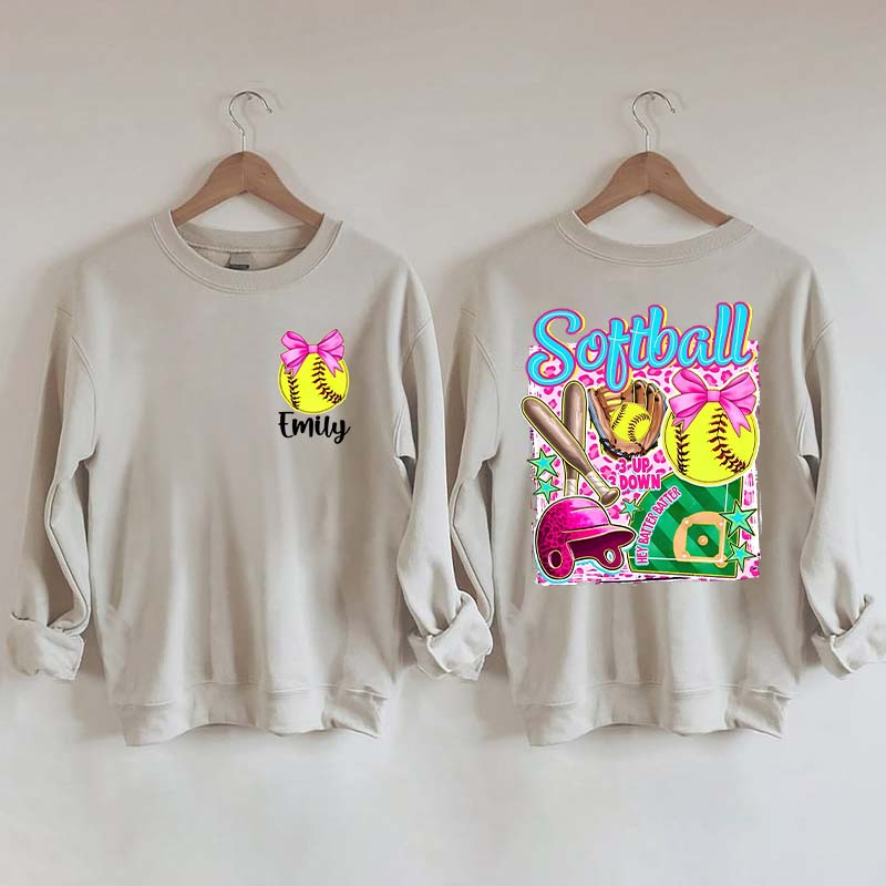Personalized Softball Coquette Sweatshirt