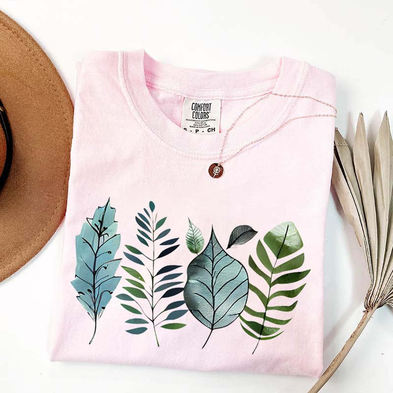 Teal and Green Leaves T-Shirt