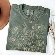 Boho Vintage Pressed Flowers Botanical T-Shirt
