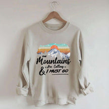 Retro Mountains Are Calling Hiking Camping Sweatshirt