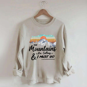 Retro Mountains Are Calling Hiking Camping Sweatshirt