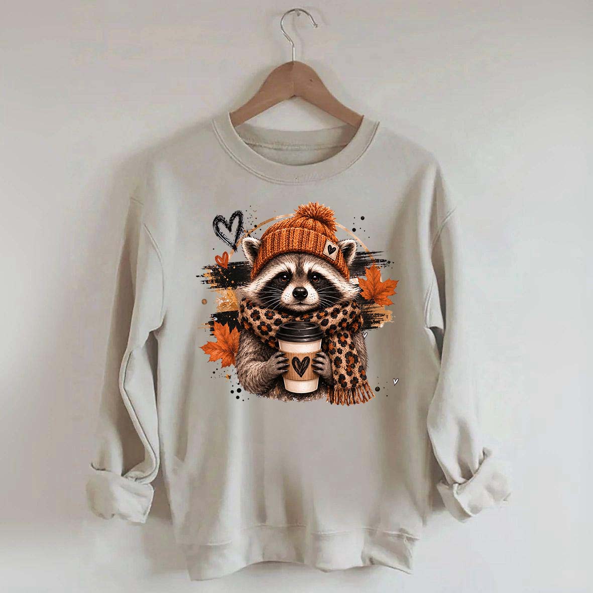 Autumn Coffee Lover Raccoon Sweatshirt