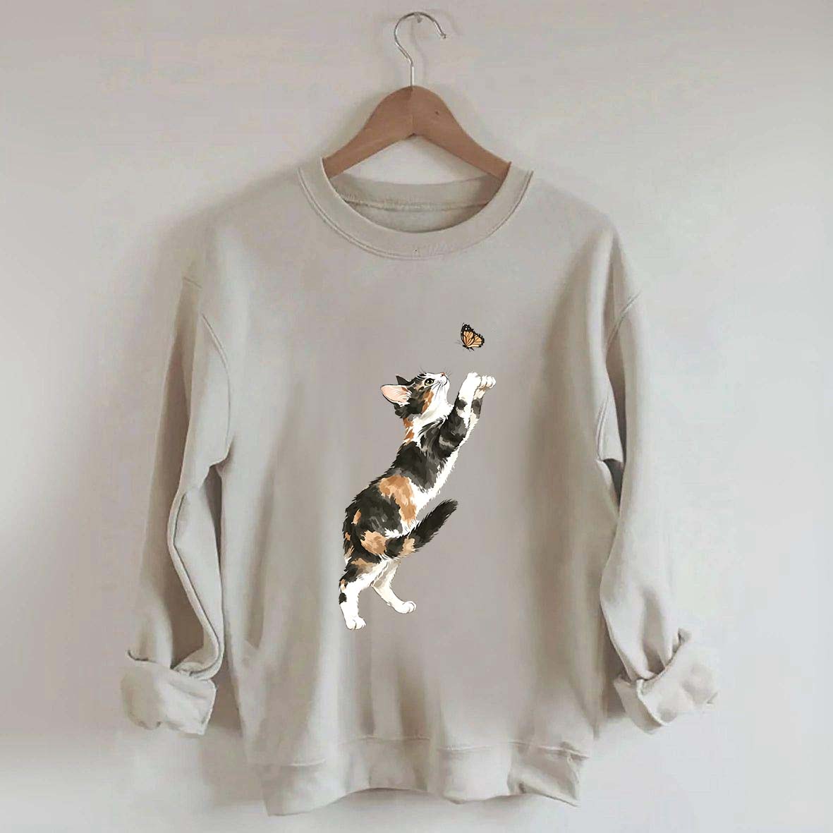 Cute Cat and Butterfly Sweatshirt
