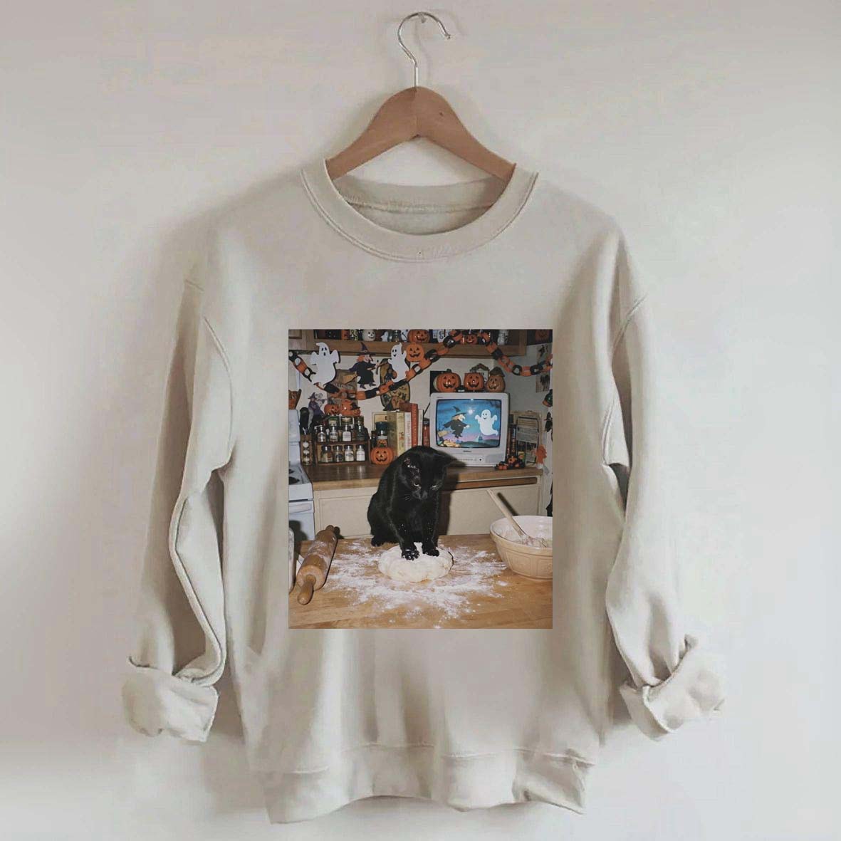 Halloween Black Cat Ghost Sweatshirt