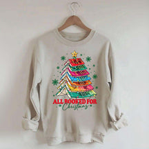 Cute All Booked For Christmas Tree Sweatshirt