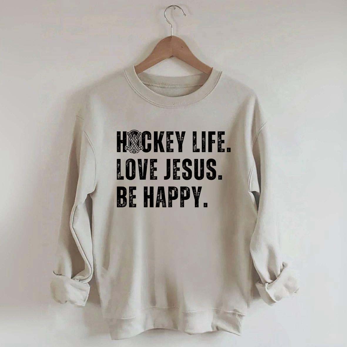 Comfort Colors Hockey Life Love Jesus Sweatshirt