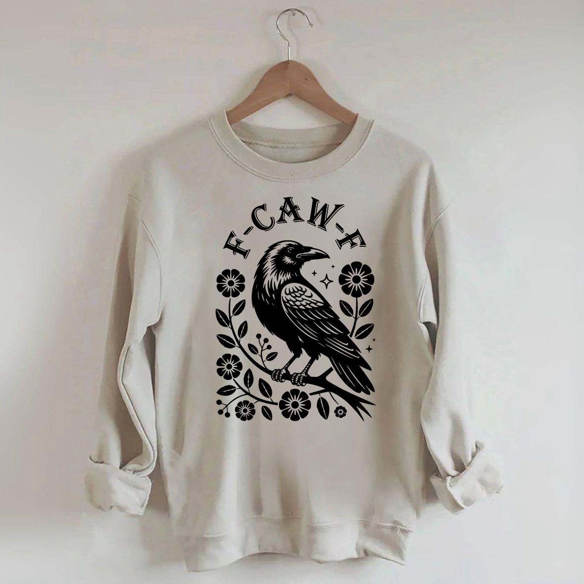 F-Caw-F Wildflowers Black Bird Sweatshirt