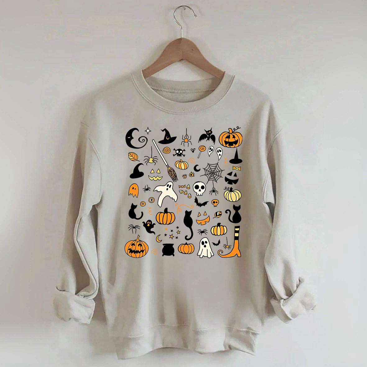 Halloween Doodles Little Things Witch Pumpkin Sweatshirt