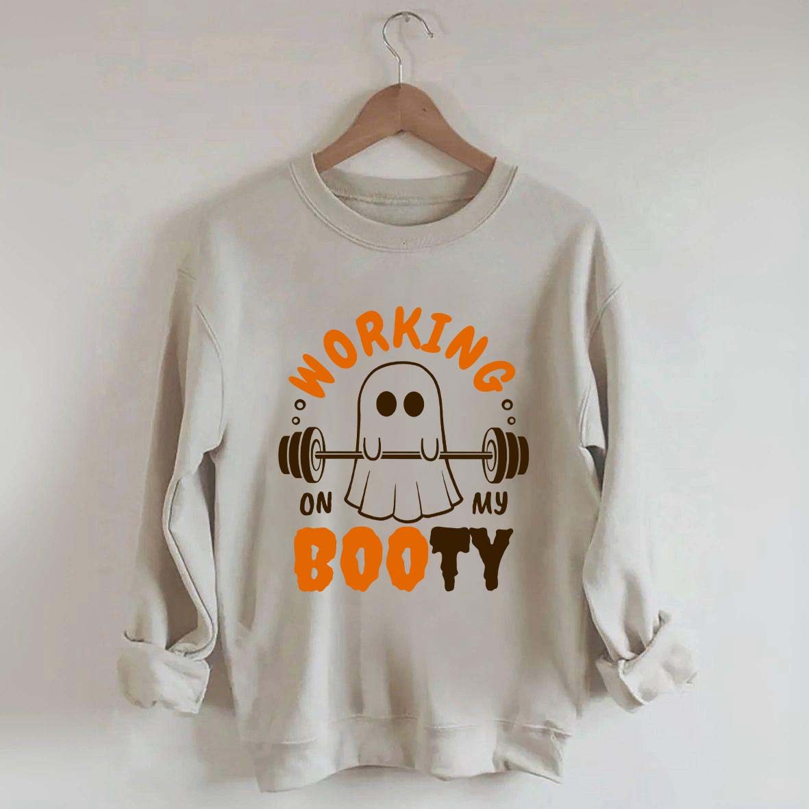 Working On My Booty Halloween Ghost Gym Sweatshirt