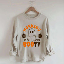 Working On My Booty Halloween Ghost Gym Sweatshirt