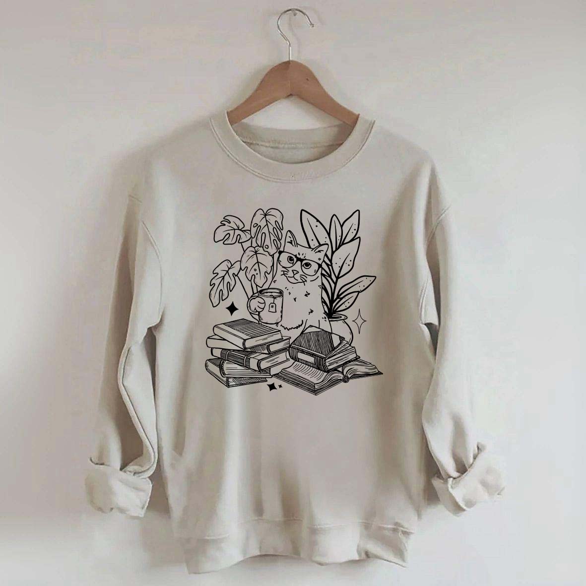 Cat Reading Book Sweatshirt