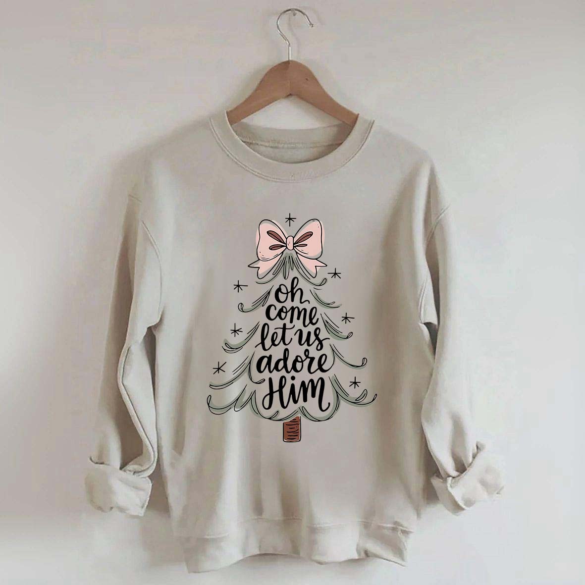 Religious Christmas Oh Come Let Us Adore Him Sweatshirt