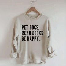 Retro Bookish Reading Books and Dogs Sweatshirt