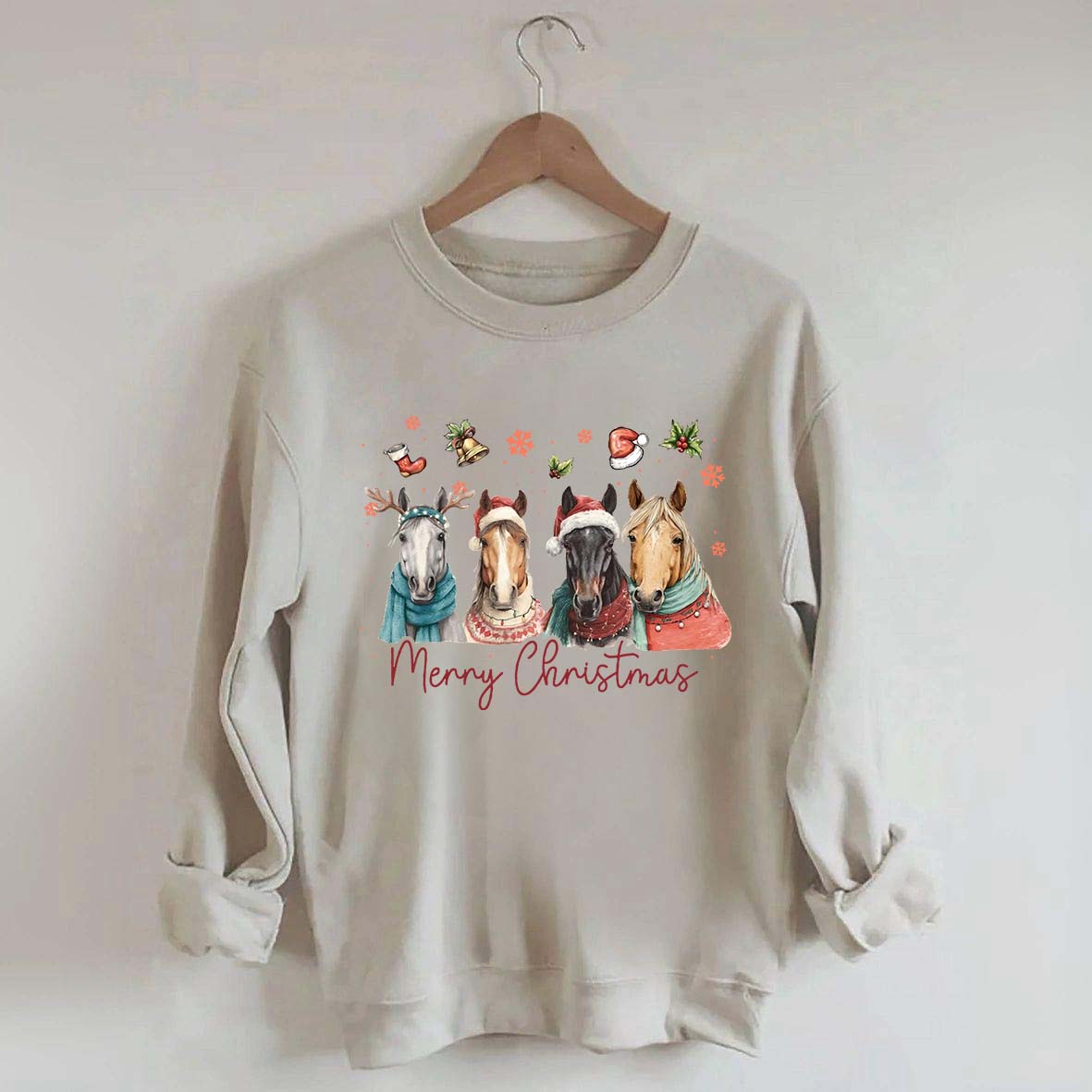 Festive Horse Quartet Christmas Sweatshirt