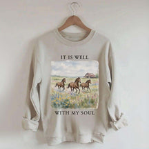 It Is Well With My Soul Horses Floral Sweatshirt