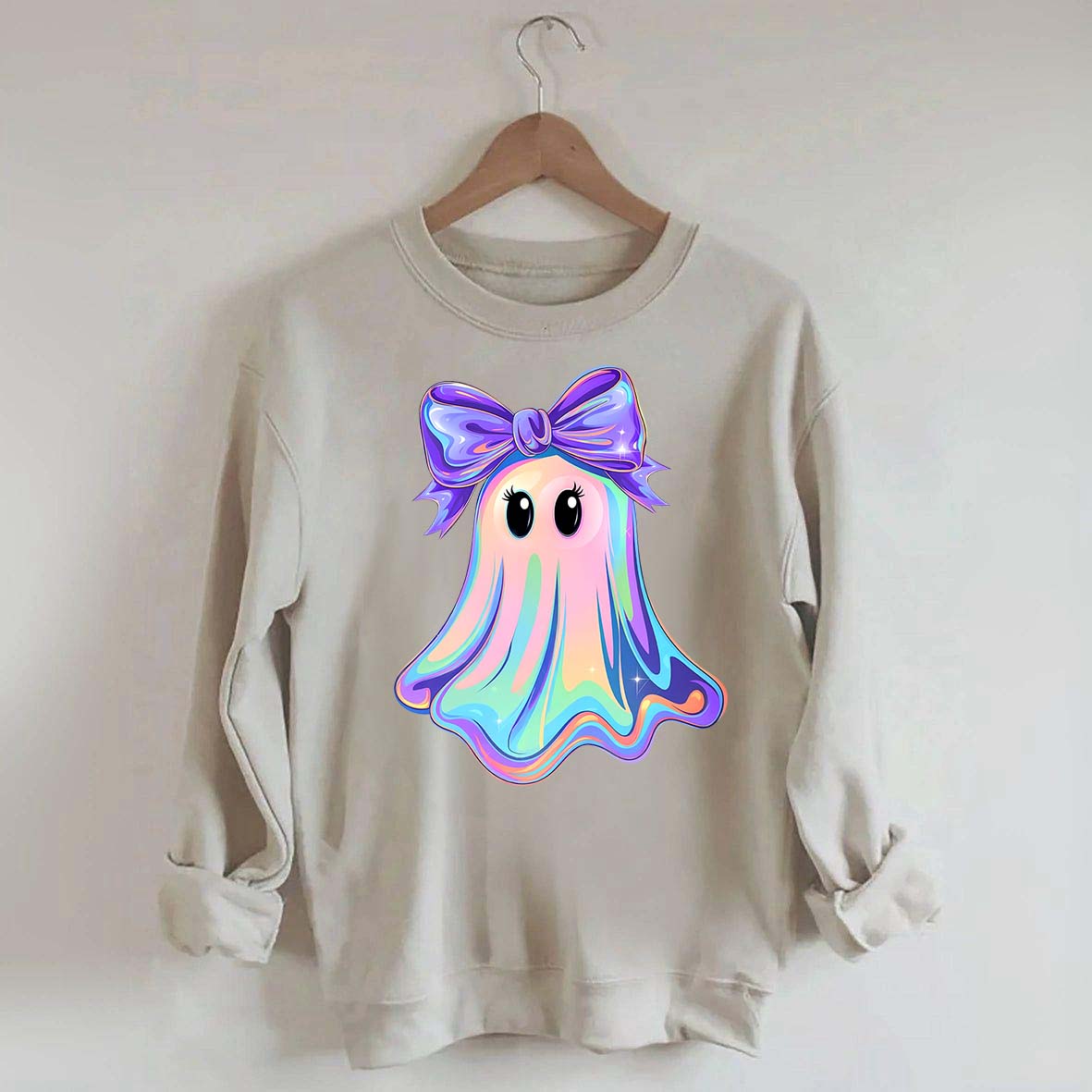 Shimmering  Iridescent Glitter Ghost Sweatshirt