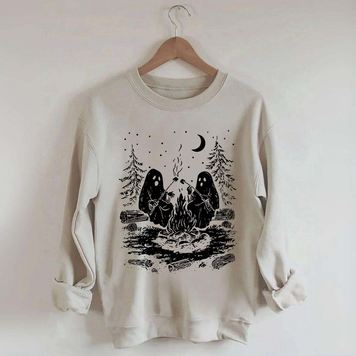 Retro Halloween Ghost Camping Sweatshirt