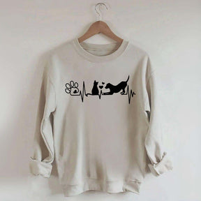 Dog And Cat Mom Heartbeat Sweatshirt