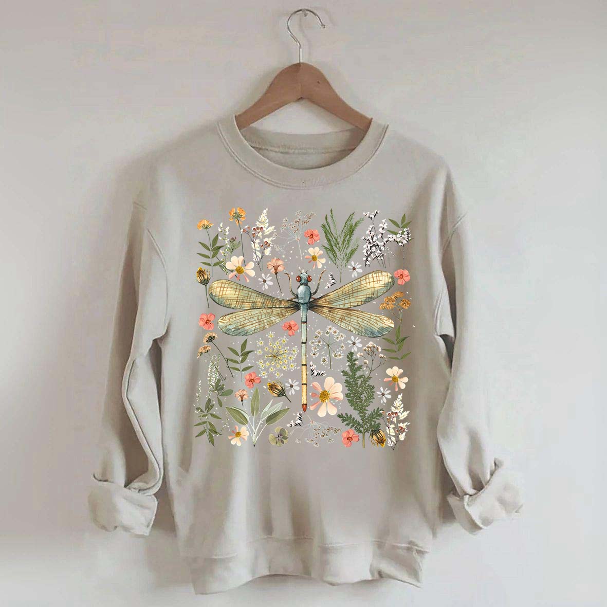 Dragonfly Floral Cottagecore Botanical Retro Sweatshirt