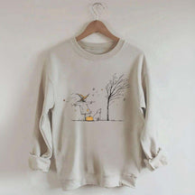 Minimalist Halloween Scarecrow Dog Tree Pumpkin Sweatshirt