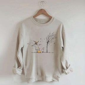 Minimalist Halloween Scarecrow Dog Tree Pumpkin Sweatshirt