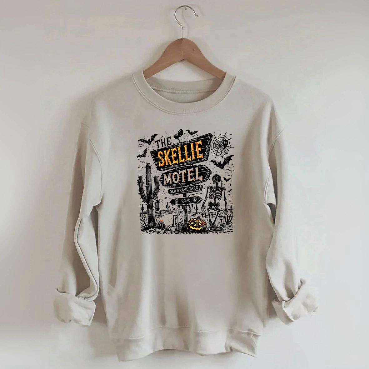 Skellie Motel Funny Halloween Trendy Sweatshirt