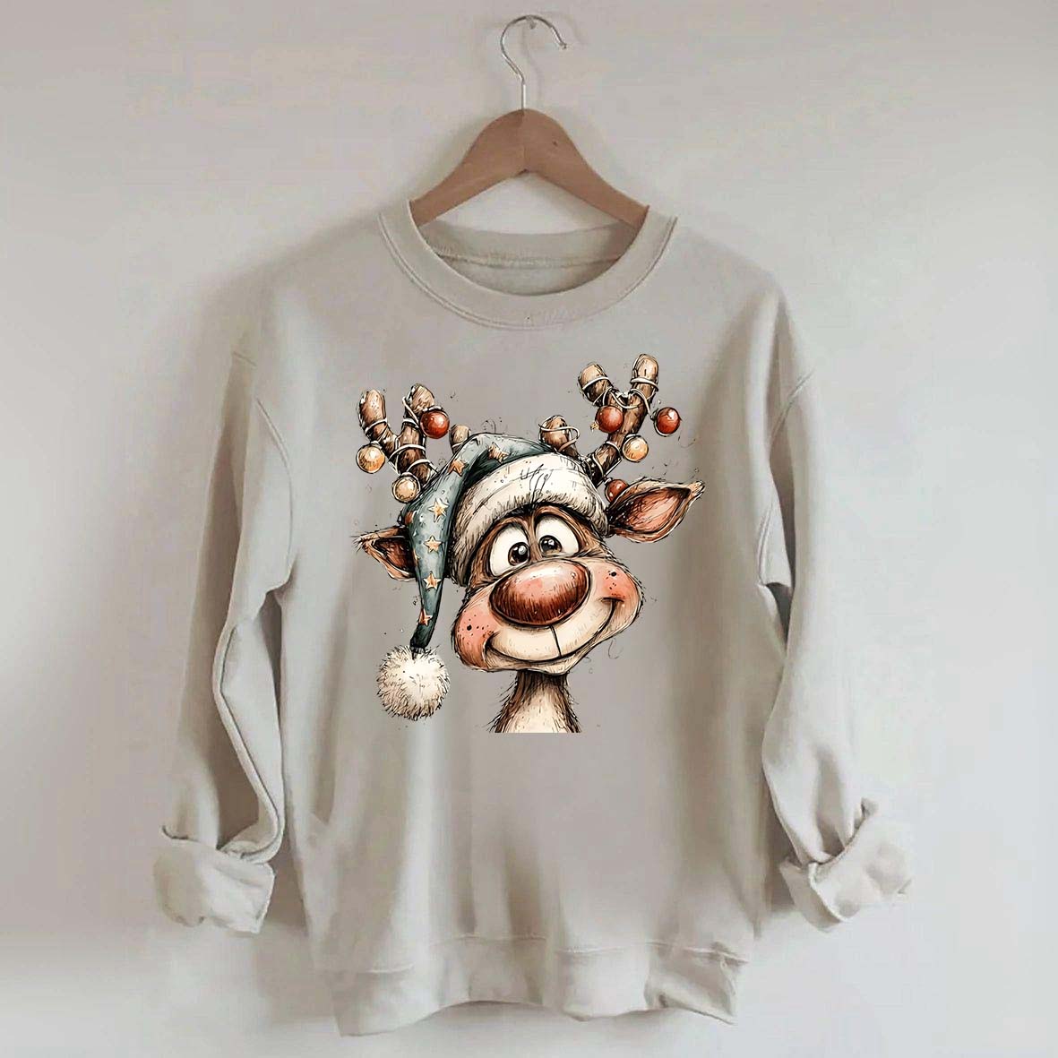 Retro Reindeer Merry Christmas Sweatshirt
