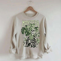Monstera Skeleton Plant Halloween Sweatshirt