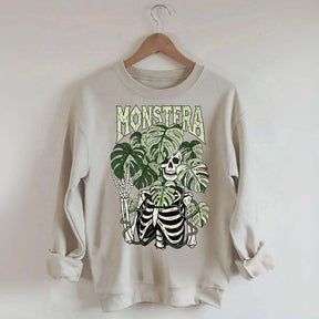 Monstera Skeleton Plant Halloween Sweatshirt