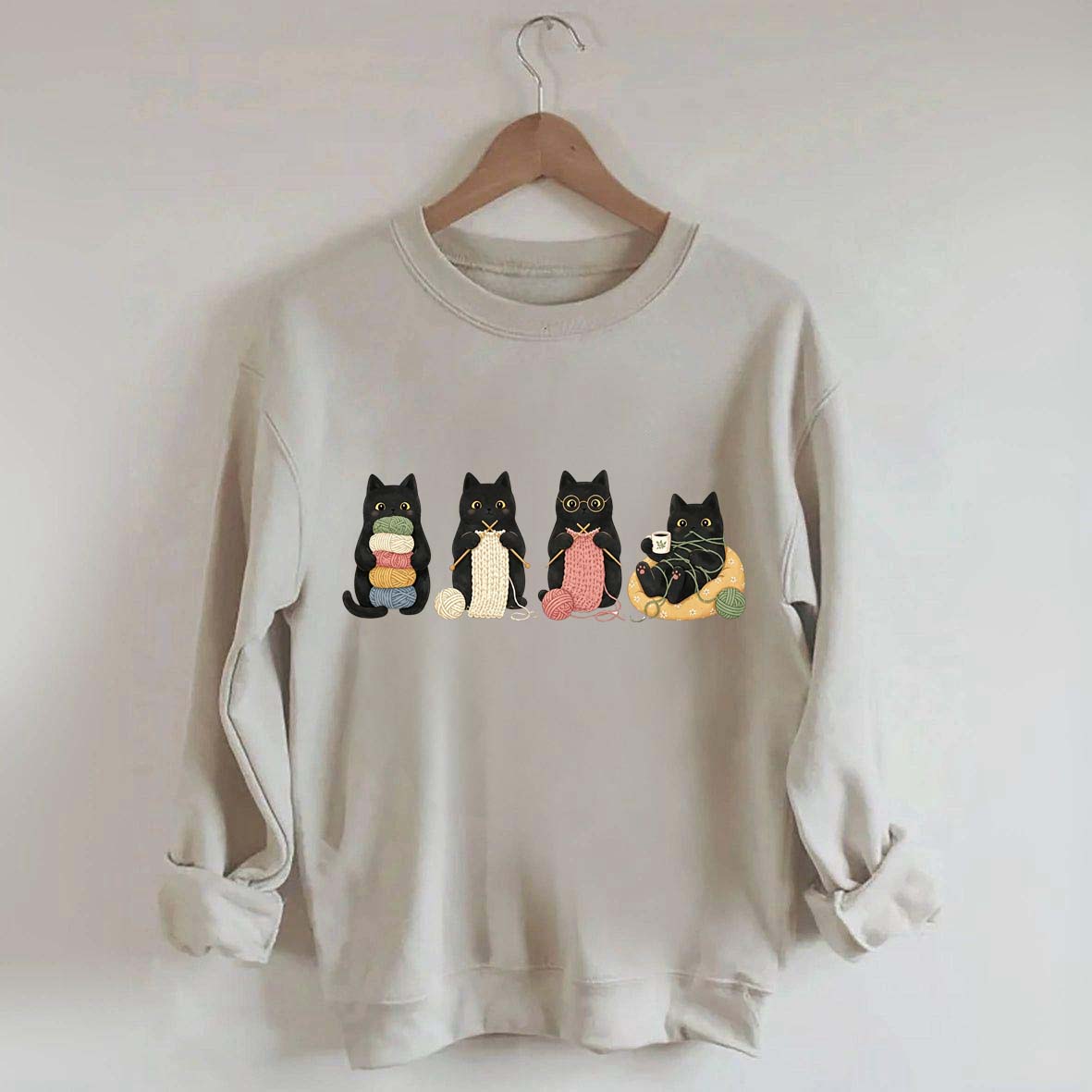 Black Cats Knitting Funny Sweatshirt