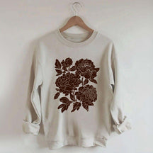 Vintage Linocut Flower Boho Botanical Sweatshirt