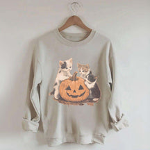 Vintage 90s Cat Halloween Pumpkin Sweatshirt