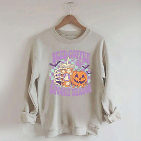 Spooky Season Ice Coffee Preppy Halloween Sweatshirt