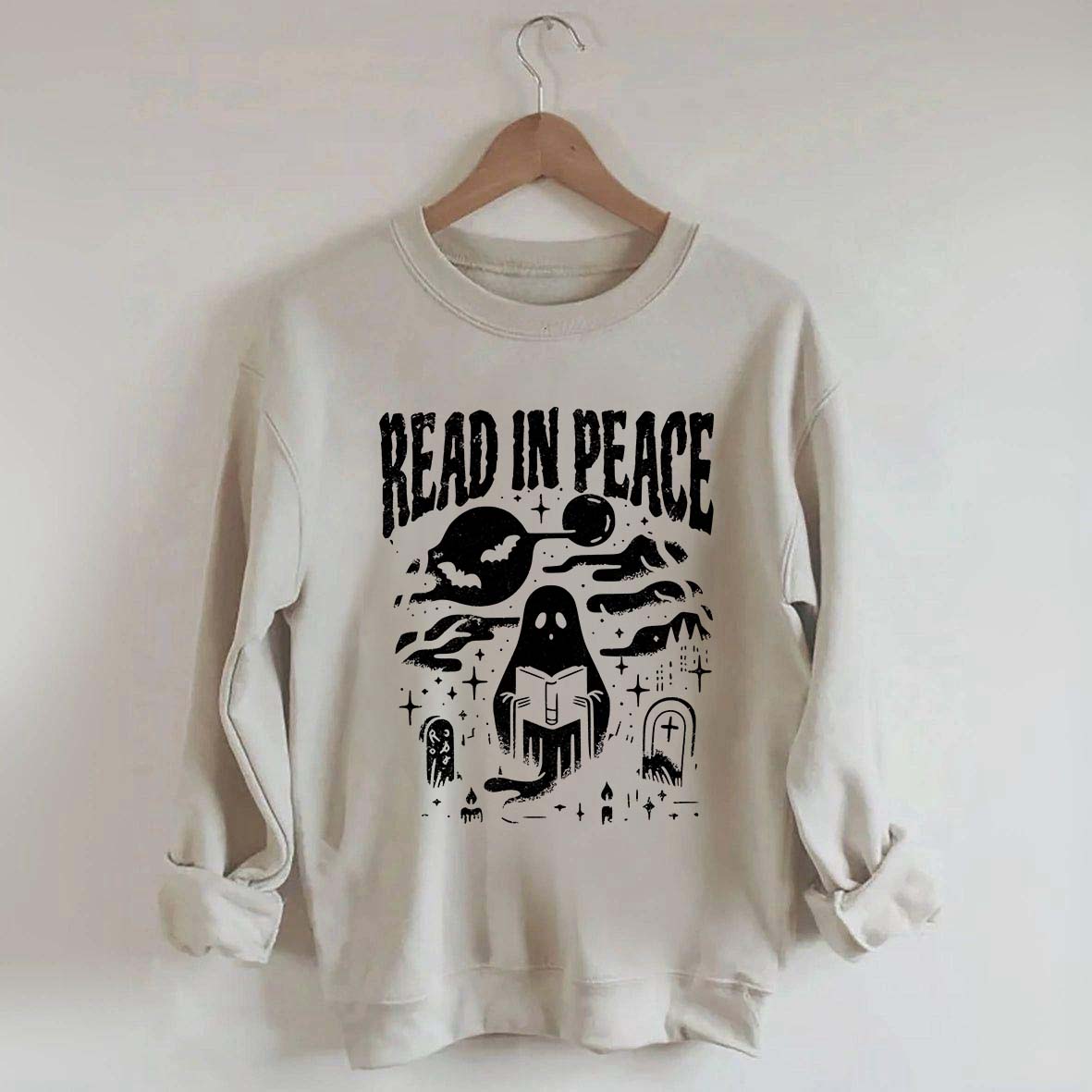 Ghost Reading Book Boho Bookish Sweatshirt