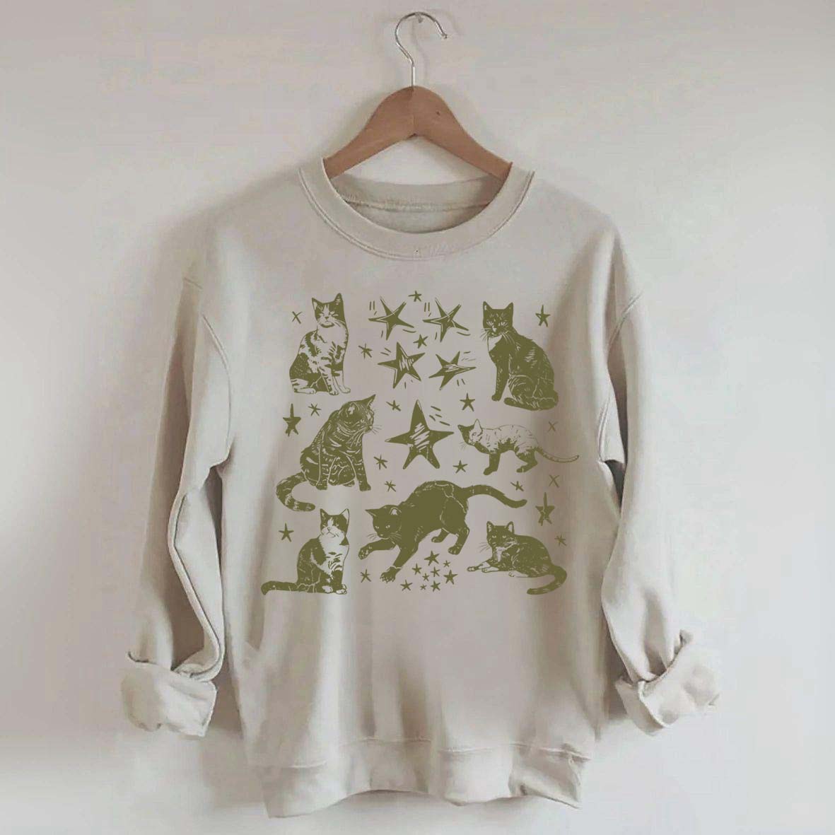 Vintage Cat Star Graphic Sweatshirt
