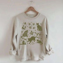 Vintage Cat Star Graphic Sweatshirt