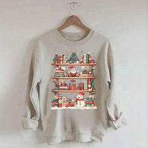 Cute Christmas Bookshelf Santa Sweatshirt
