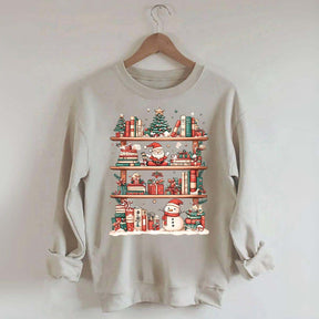 Cute Christmas Bookshelf Santa Sweatshirt