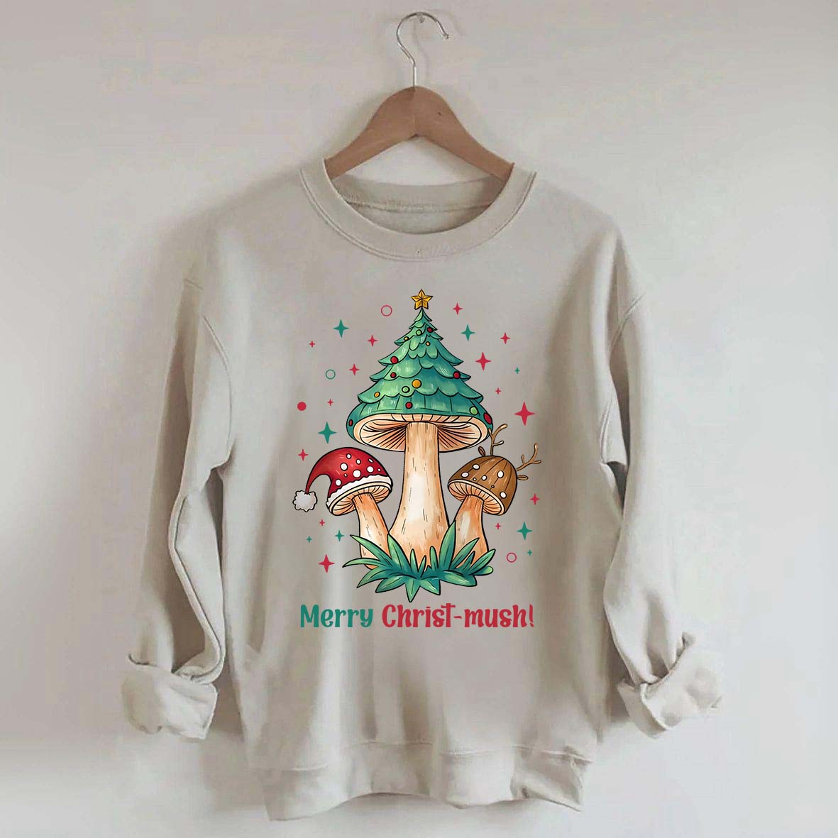 Retro Mushroom Christmas Sweatshirt