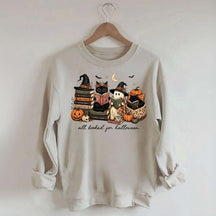 All Booked For Halloween Pumpkin Cats Book Sweatshirt