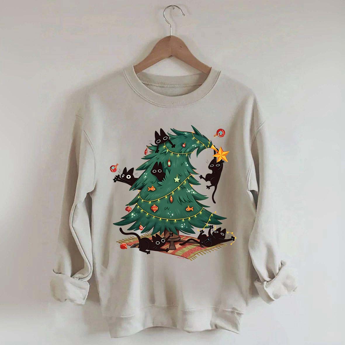 Christmas Tree And Cat Owner Sweatshirt