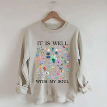 It Is Well Floral Religous Wildflowers Sweatshirt