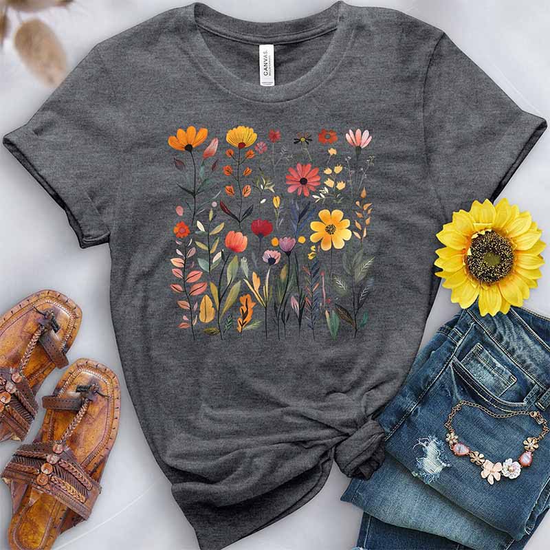 Floral Pink Flowers Printed T-Shirt