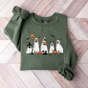 Retro Spooky Season Dog Ghost Sweatshirt